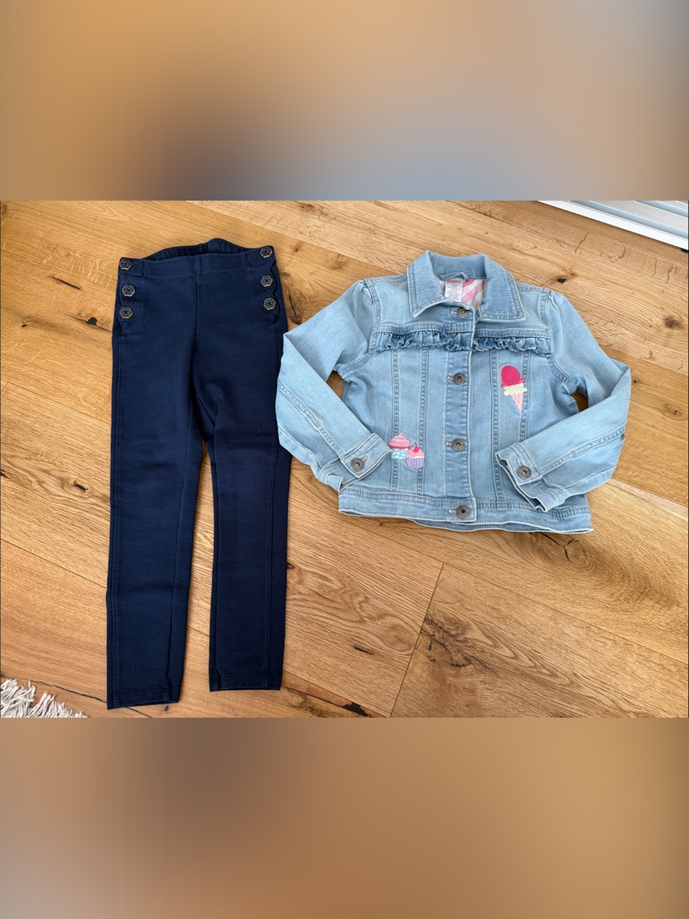 Gymboree Jean Jacket & Navy Knit Leggings - 5t
